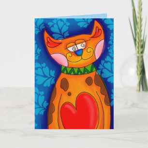 Cat of heart greeting card