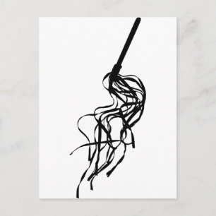 Cat of Nine Tails S&M Whip Outline Silhouette Postcard