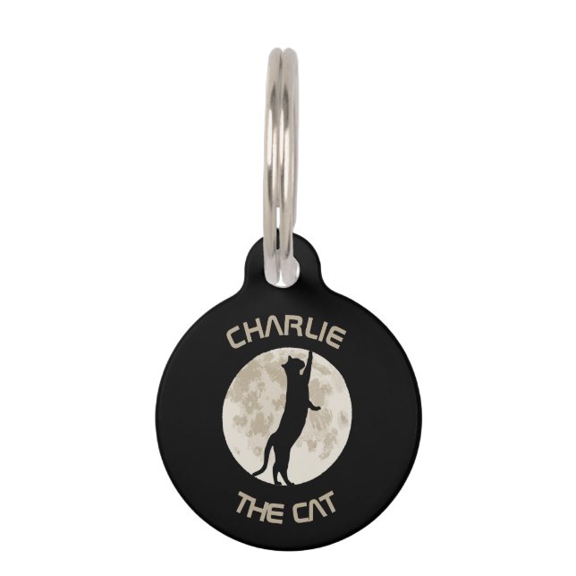 Cat Of The Moon Personalise name Pet Tag (Front)