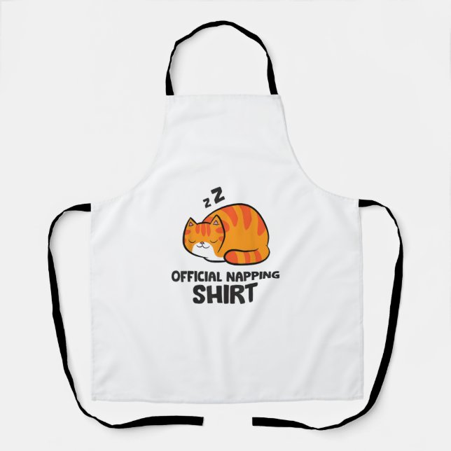 Cat Official Napping Shirt Sleeping Cat Pajama  Apron (Front)