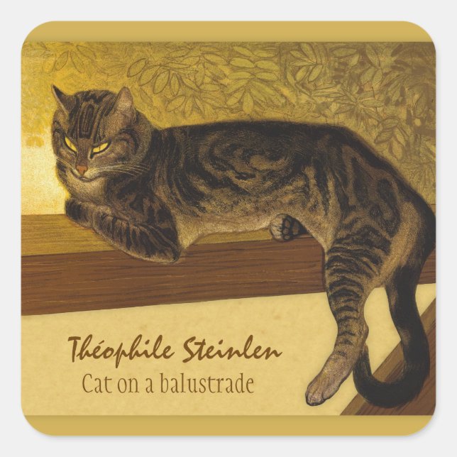Cat on a balustrade CC0234 Théophile Steinlen Square Sticker (Front)