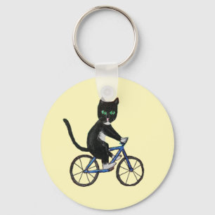 Cat on a bicycle keyring cat lovers cycles