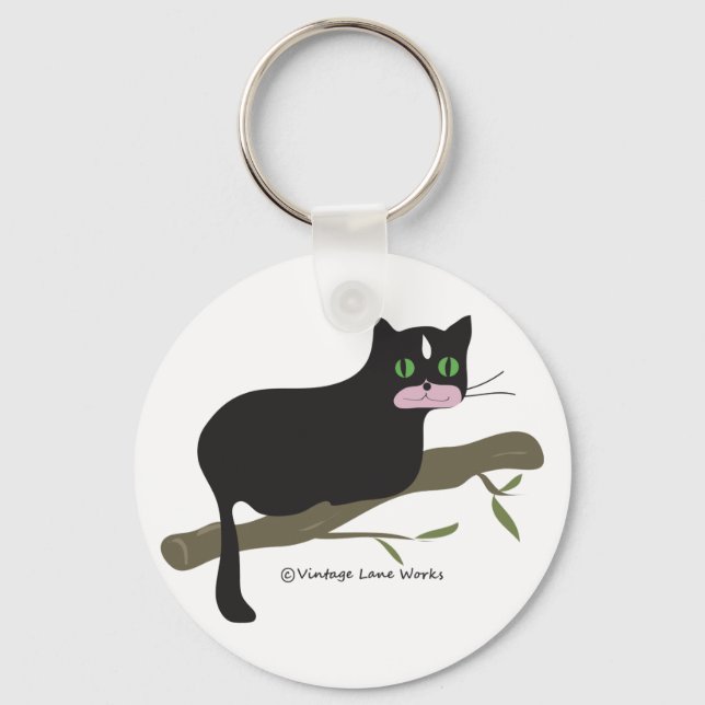 Cat on a Branch Key Ring (Front)