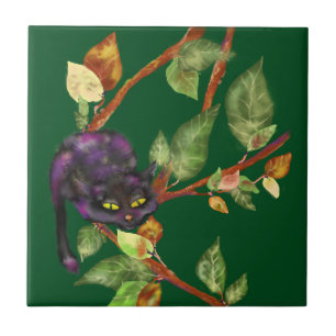 Cat on a branch tile