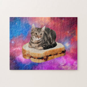Cat on a bread flying in space jigsaw puzzle