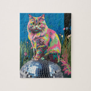cat on a disco ball jigsaw puzzle