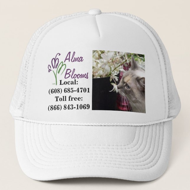 Cat on a hat. trucker hat (Front)