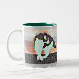 Cat on a hot tin roof by eLiN Two-Tone Coffee Mug
