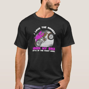 Cat on a motorbike lifts up the wheel biker motorc T-Shirt