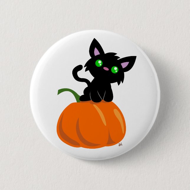 Cat on a Pumpkin Button (Front)