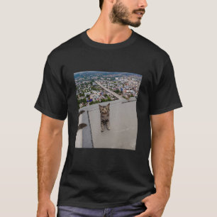 Cat On A Roof Cute Kitten Kitten Tall Building T-Shirt