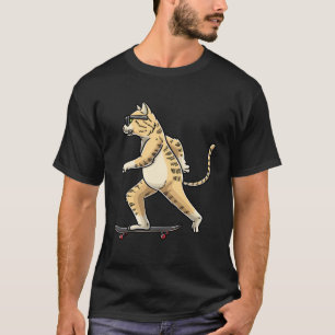 Cat On A Skateboard Skateboarding Skater Skateboar T-Shirt