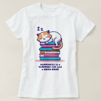 Cat on a Stack of Books Cute Personalised Literary