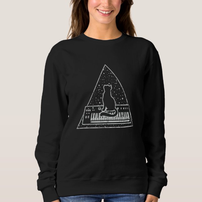 Cat On A Synthesizer Analogue Space Synth Modular  Sweatshirt (Front)