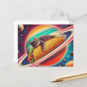 Cat on a Taco Planet Postcard