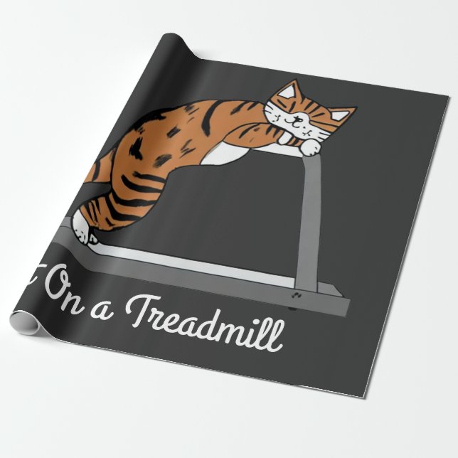 Cat on a treadmill wrapping paper (Unrolled)