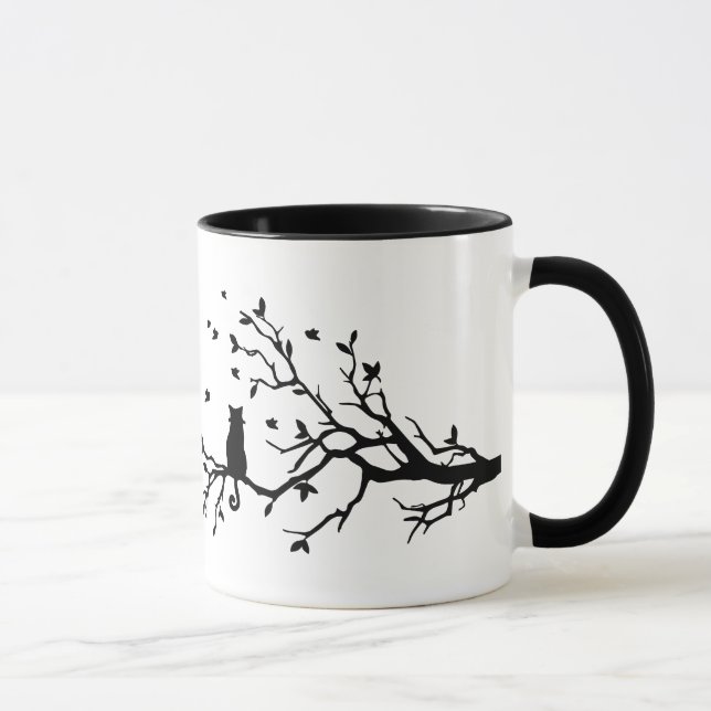 Cat on a tree - Silhouette Mug (Right)