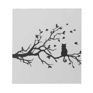 Cat on a tree - Silhouette Notepad