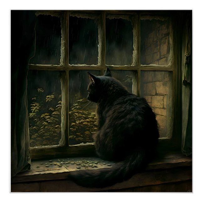 Cat on a Window Sill Poster (Front)