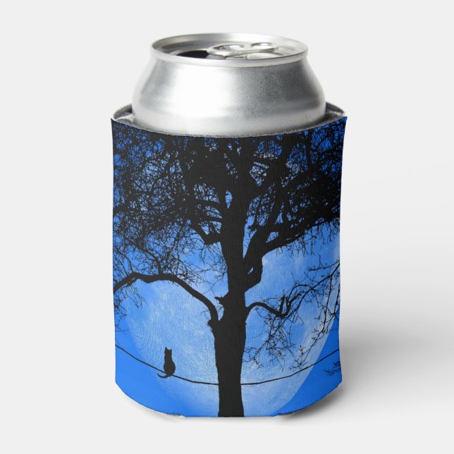 Cat on a Wire Blue Moon Can Cooler (Can Front)