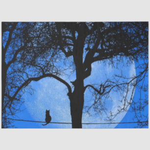 Cat on a Wire Blue Moon Tissue Paper