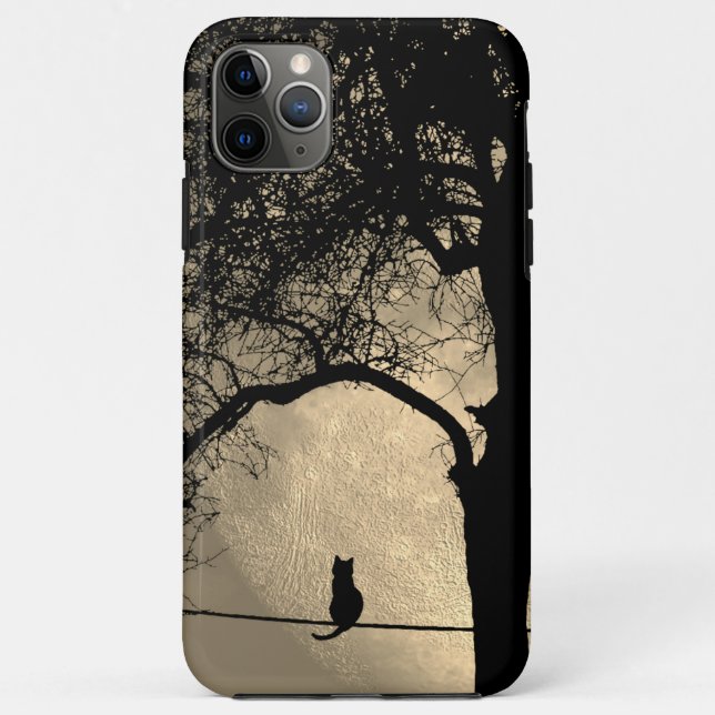 Cat on a Wire Full Moon Case-Mate iPhone Case (Back)