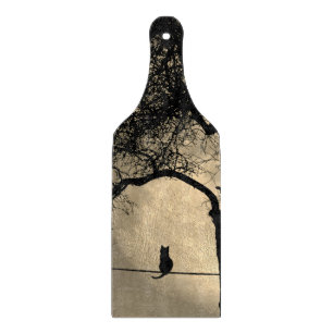 Cat on a Wire Full Moon Cutting Board
