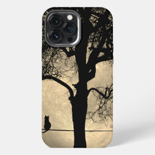 Cat on a Wire Full Moon iPhone 13 Pro Max Case