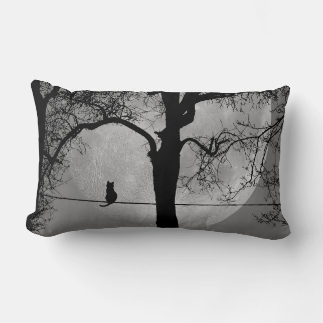 Cat on a Wire Full Moon Lumbar Cushion (Front)
