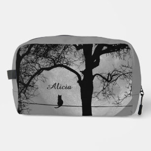 Cat on a Wire Full Moon Personal Name Dopp Kit