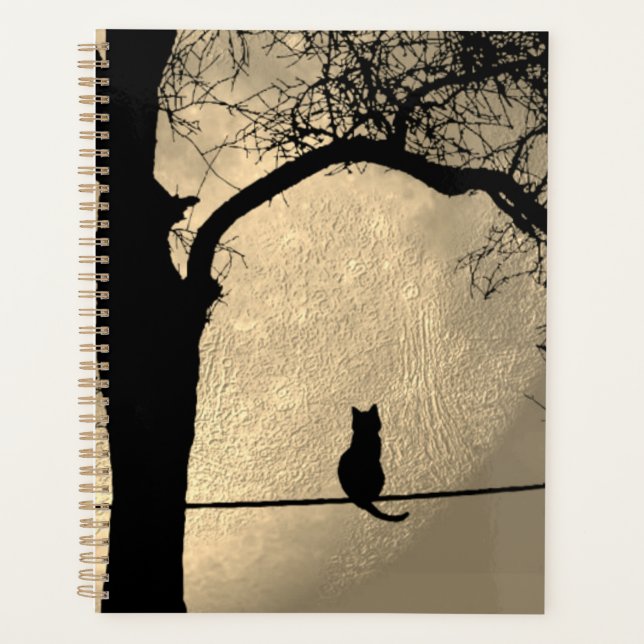 Cat on a Wire Full Moon Planner (Front)