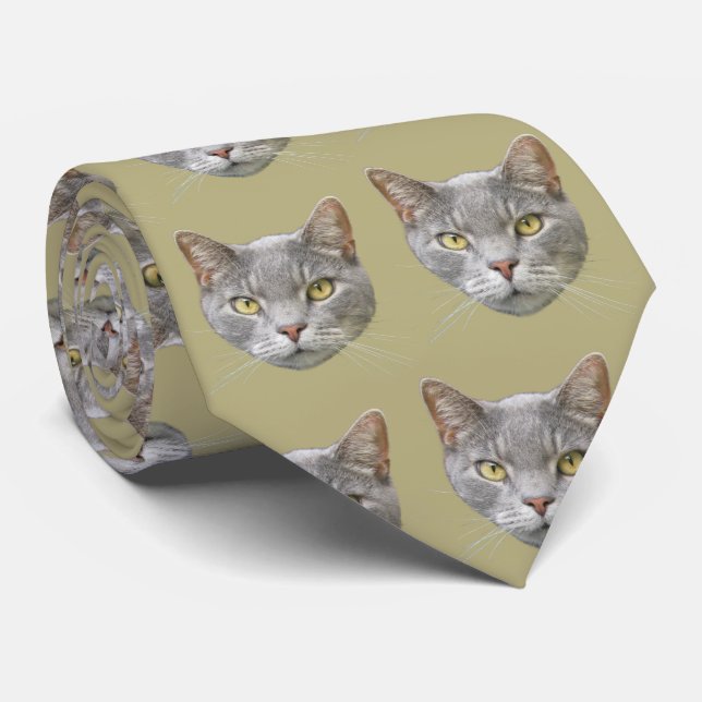 Cat on any background colour tie (Rolled)