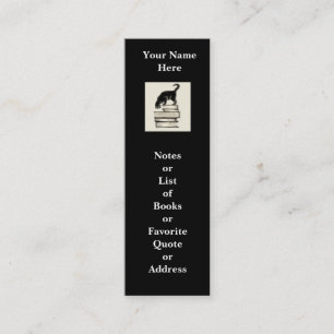 Cat on Books Mini Bookmark to Customise Mini Business Card