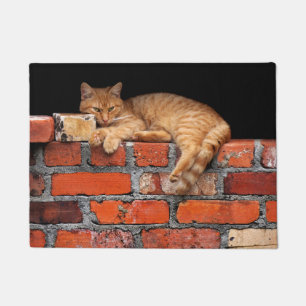 Cat on Brick Wall Doormat