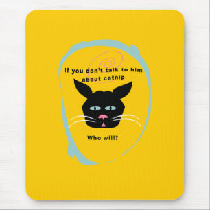 cat on catnip-talk funny customise colours mouse mat