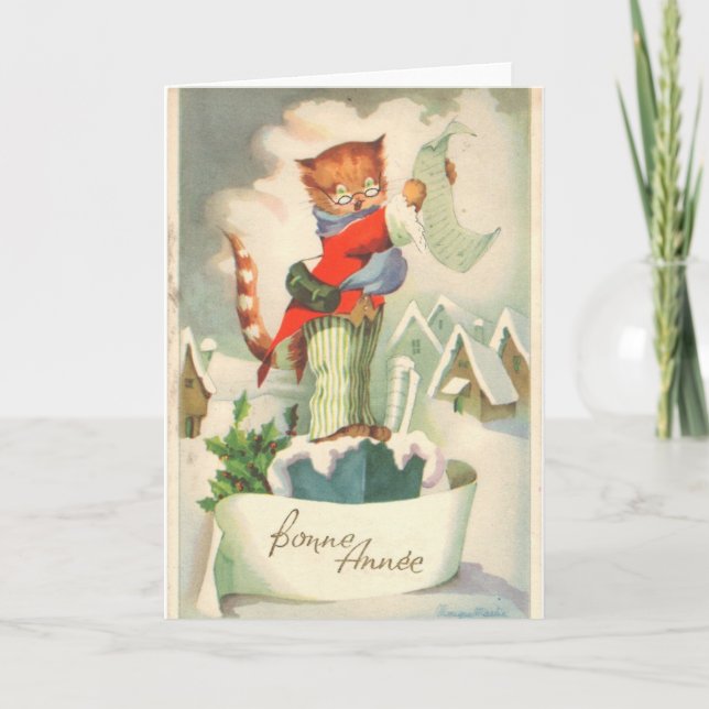 Cat on chimney - France 1900s #X006 Holiday Card (Front)