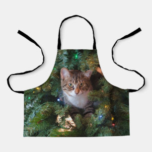 Cat on Christmas tree Apron