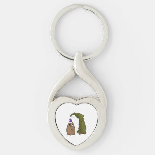 Cat on Christmas Tree Key Ring