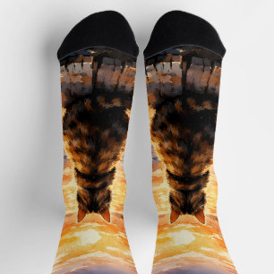 Cat on Dock at Sunset Socks