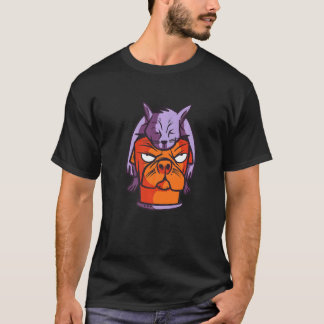 Cat on Dog Funny Dog Cat Design Premium T-Shirt