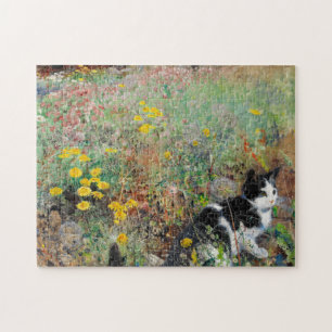 Cat on Flowerbed Jigsaw Puzzle