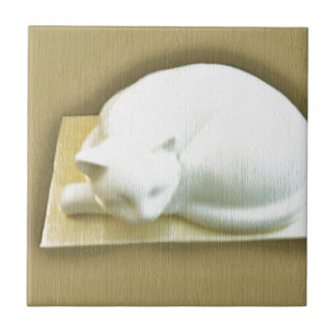 Cat on Gold Box II Tile