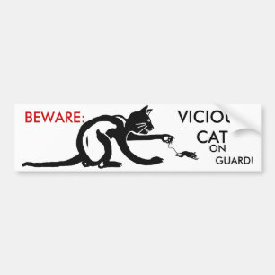 CAT ON GUARD BUMPER STICKER