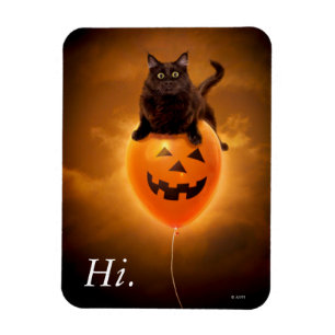 Cat on Halloween Balloon Magnet