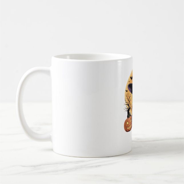 Cat on Halloween pumpkin Classic T-Shirt Coffee Mug (Left)