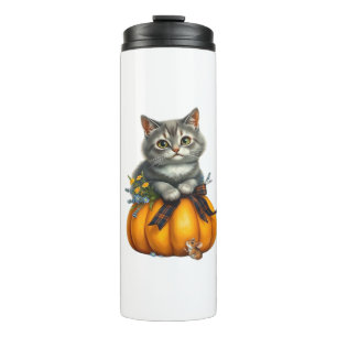 Cat on Halloween pumpkin Classic T-Shirt Thermal Tumbler