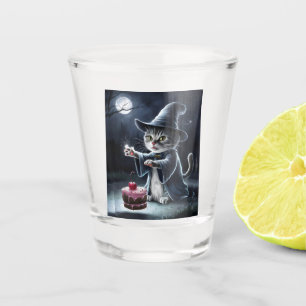 Cat on Halloween. Shot Glass