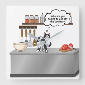 Cat on Kitchen Counter Wall Clock 