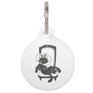 Cat on luxury chain silhouette - Choose back color Pet Tag