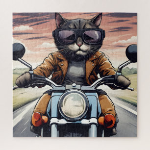 Cat on motorbike jigsaw puzzle
